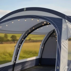 Detail shot of the reinforced air beam structure that provides stability to the best inflatable family tents.