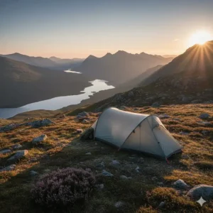 A compact 1-man tent for wild camping in Scotland, representing the best lightweight tent under £300.