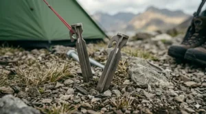 V-shaped peg design ensuring maximum hold in loose stones and mixed earth.