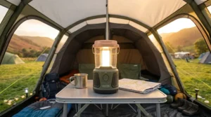 Chart comparing light output in lumens for various tent lantern brightness levels.