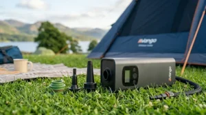 A selection of different valve nozzles included with the cordless electric tent pump for various inflatable items.