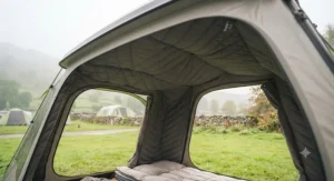 A thermal insulation liner fitted perfectly inside a hard-shell roof tent for added comfort.