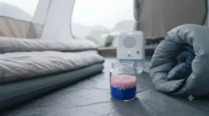 Side-by-side comparison of different types of dehumidifiers suitable for use in camping tents.