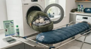 Step-by-step cleaning guide for maintaining down and synthetic camping sleeping bags.